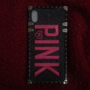 PINK glittery black phone case